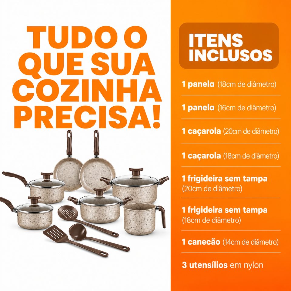 Jogo de Panelas 10 Peças Antiaderente